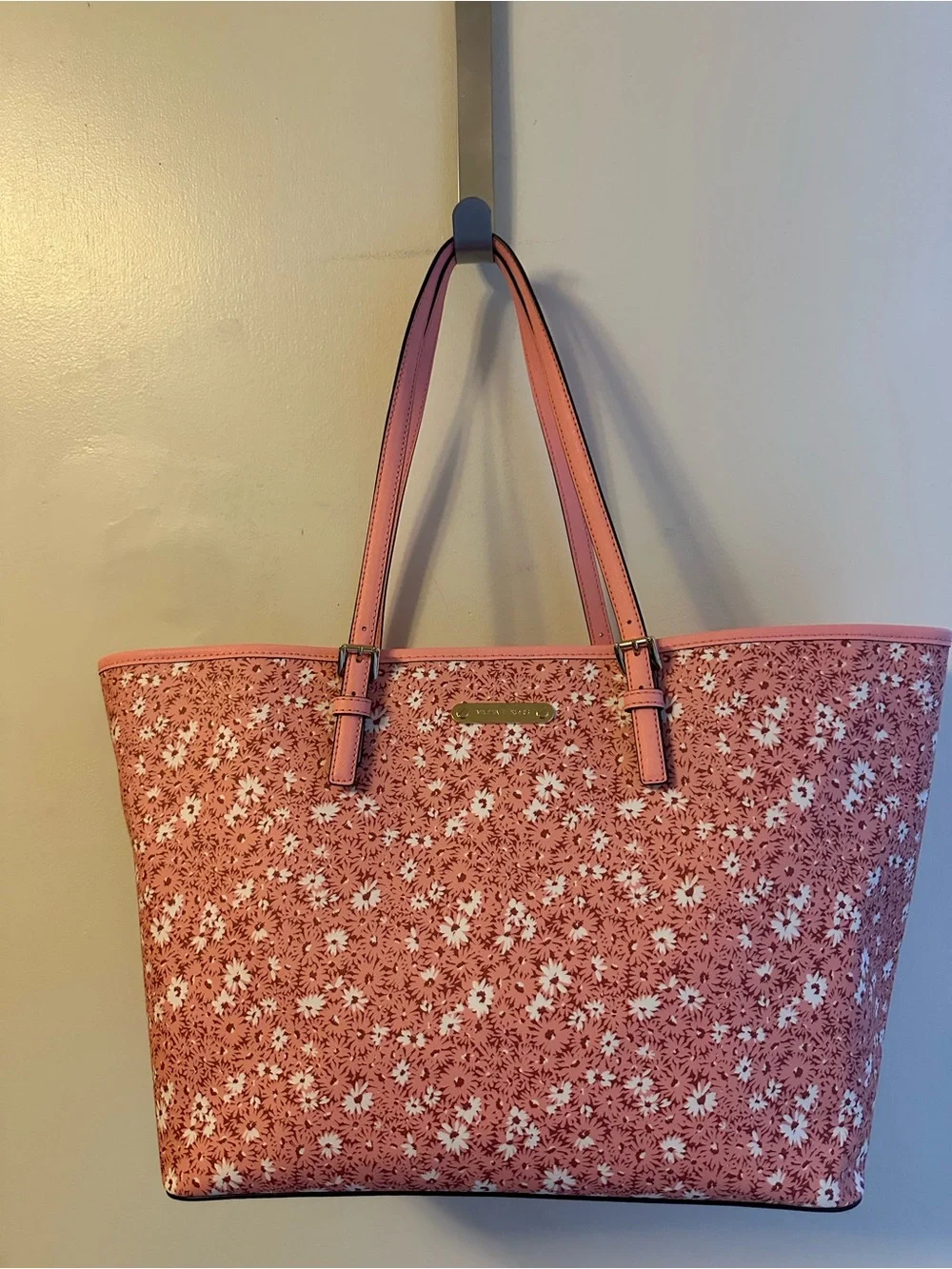 Michael Kors Hamilton Pink Floral Blossom East West Leather Satchel